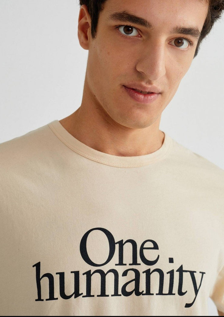 One Humanity T-Shirt Mens, Sand by Thinking Mu - Vegan