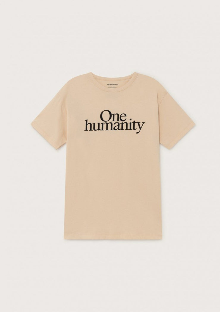 One Humanity T-Shirt Mens, Sand by Thinking Mu - Cruelty Free
