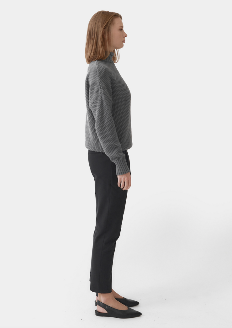 Knitted Rice Cubes Pullover, Grey by Mila Vert - Ethical
