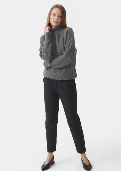 Knitted Rice Cubes Pullover, Grey by Mila Vert - Sustainable