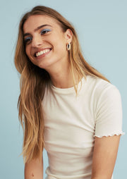 Nancy Ribbed Tee, White by Jillian Boustred - Sustainable