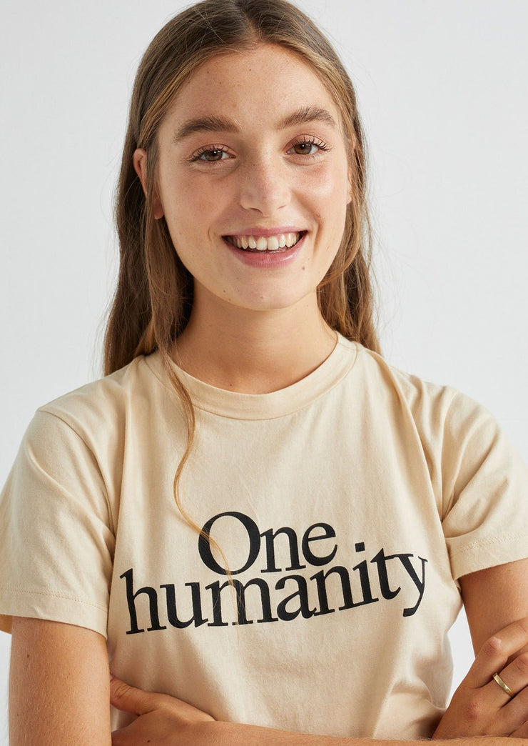 One Humanity T-shirt, Beige by Thinking Mu - Vegan